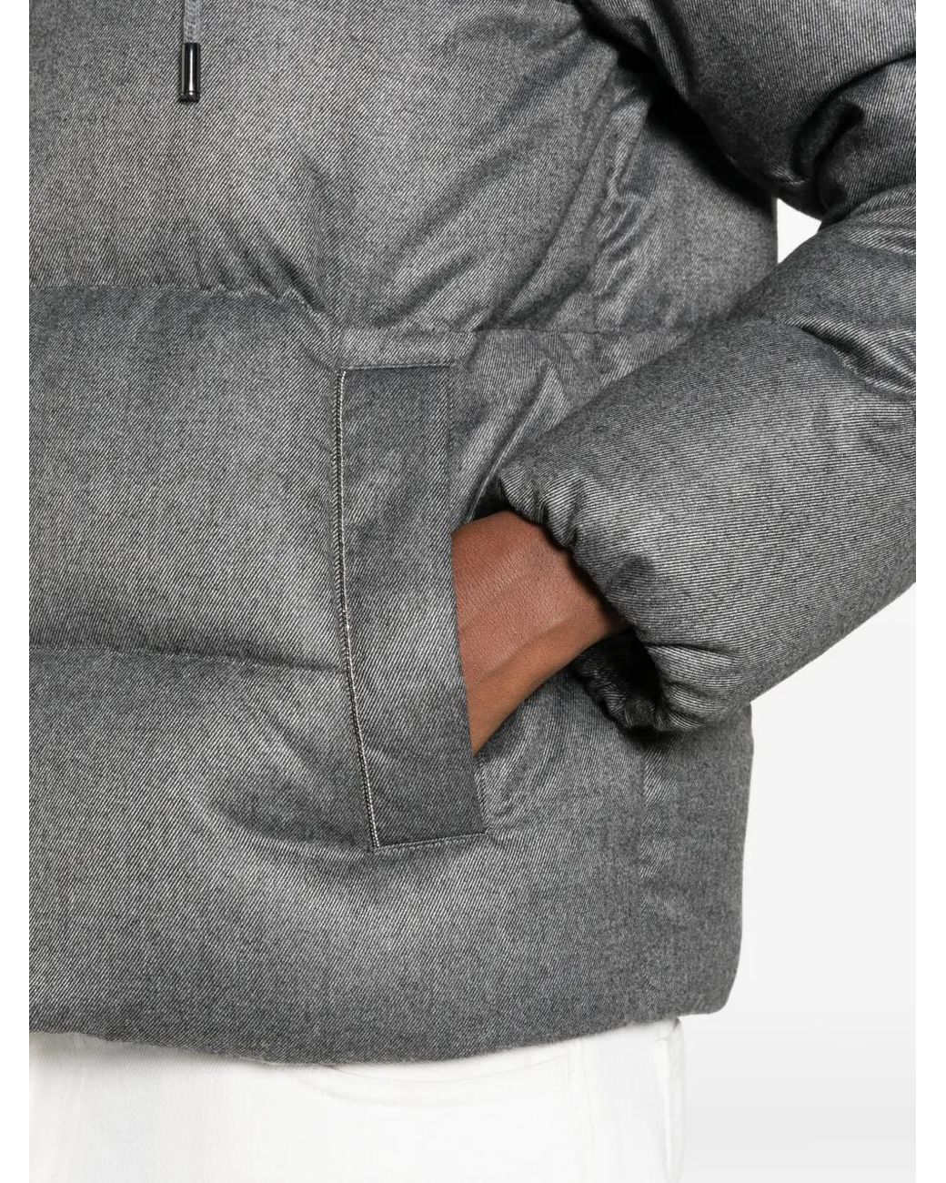 Peserico Gray Quilted Hooded Jacket