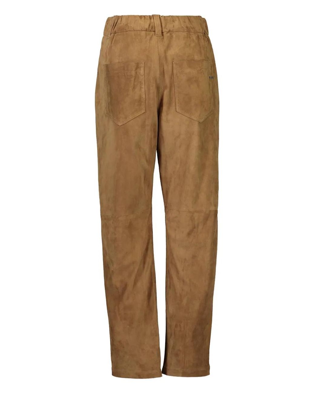 Brunello Cucinelli Natural Pull On Suede Trousers