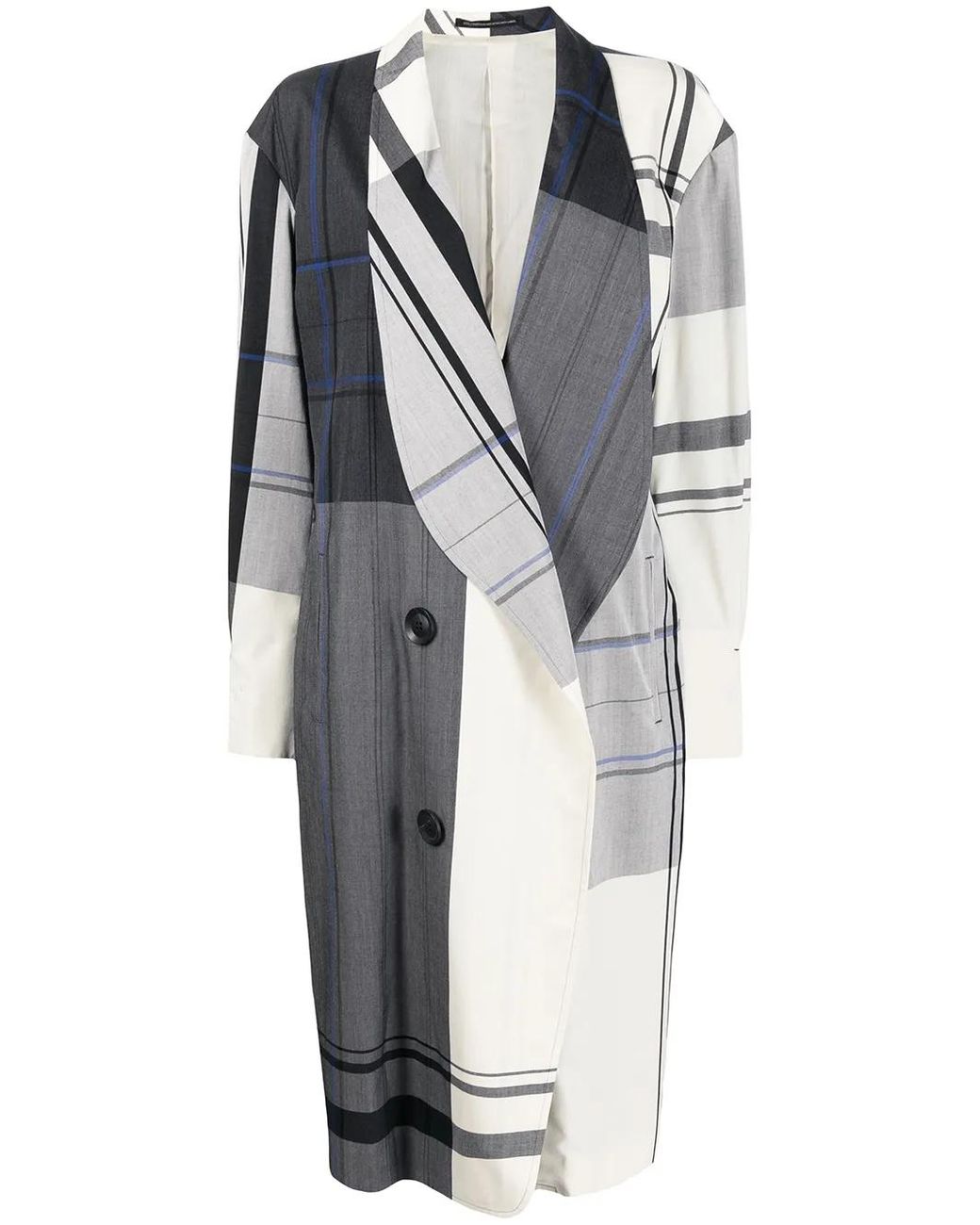 Y's Yohji Yamamoto Multicolor Check Single-Breasted Coat