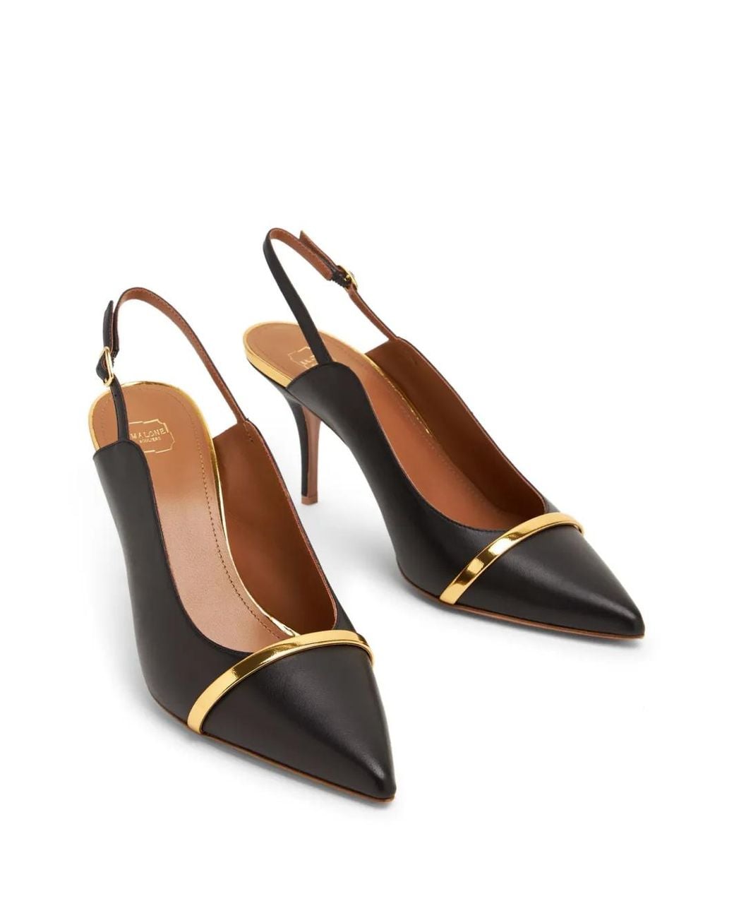 Malone Souliers Metallic Marion 70 Leather Slingback Pumps
