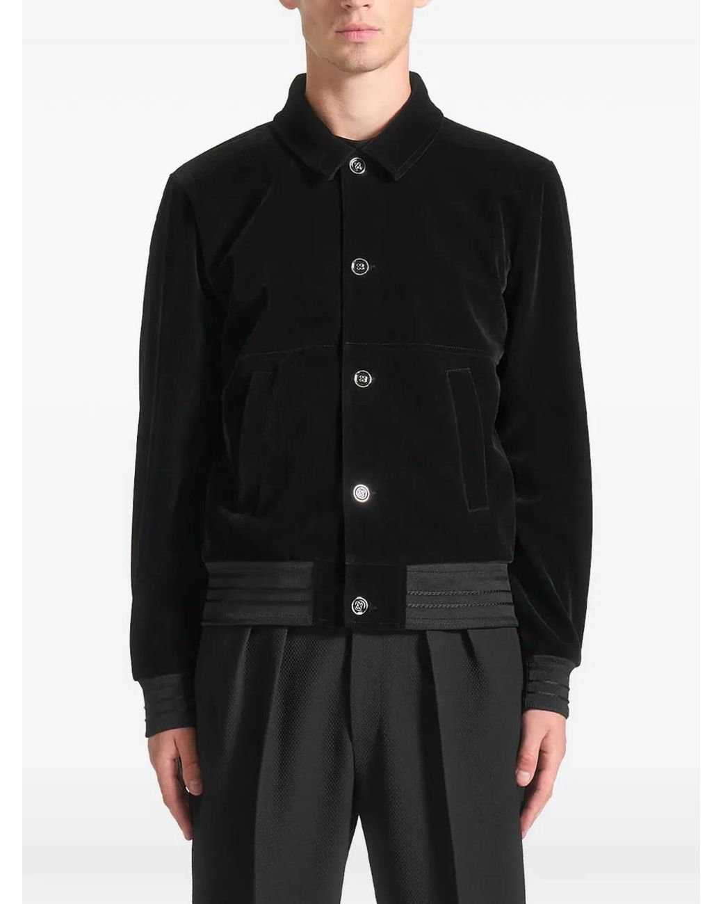 Manière De Voir Black Velvet Ribbed Jacket for men