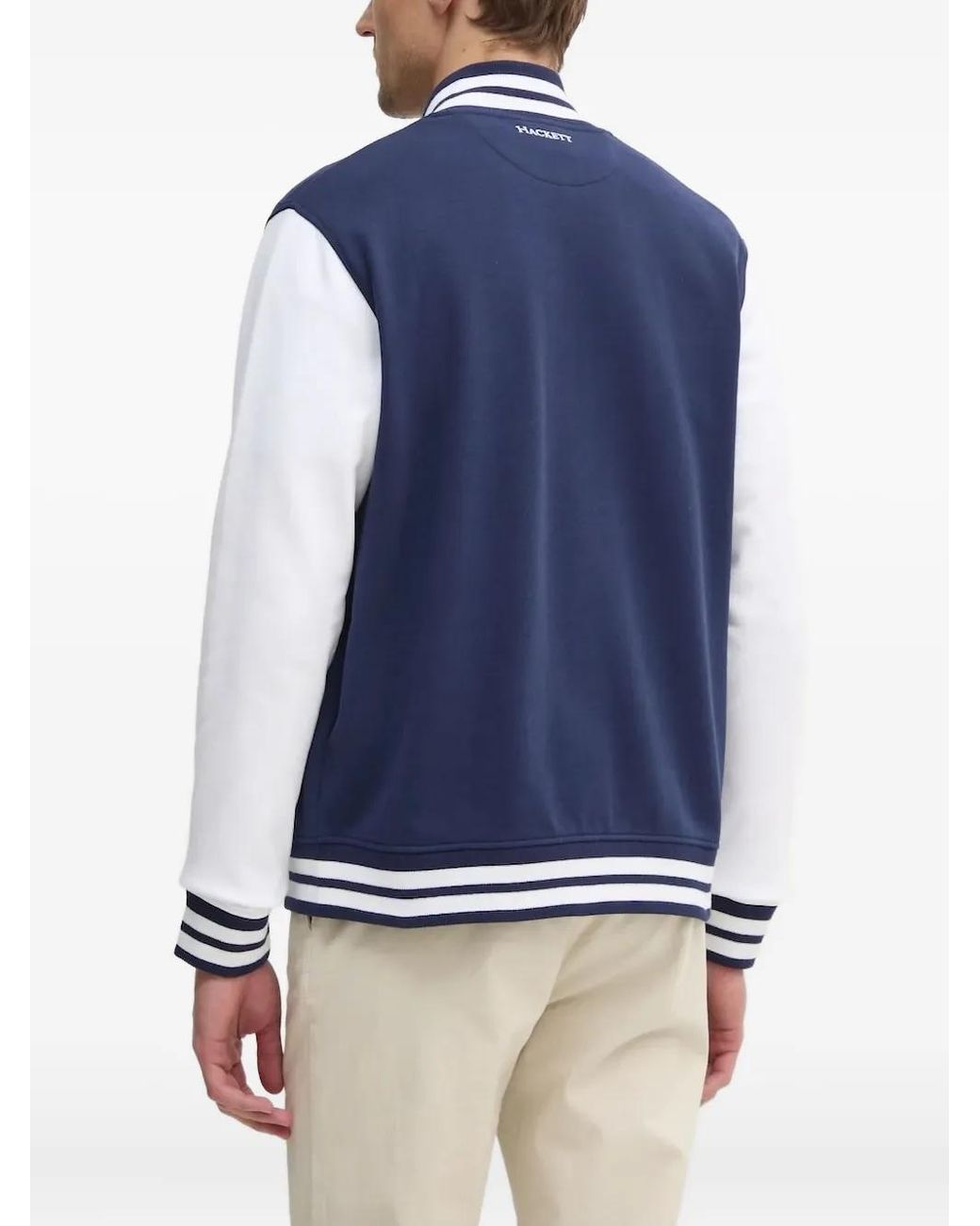 Hackett Blue Logo-Patch Bomber Jacket for men
