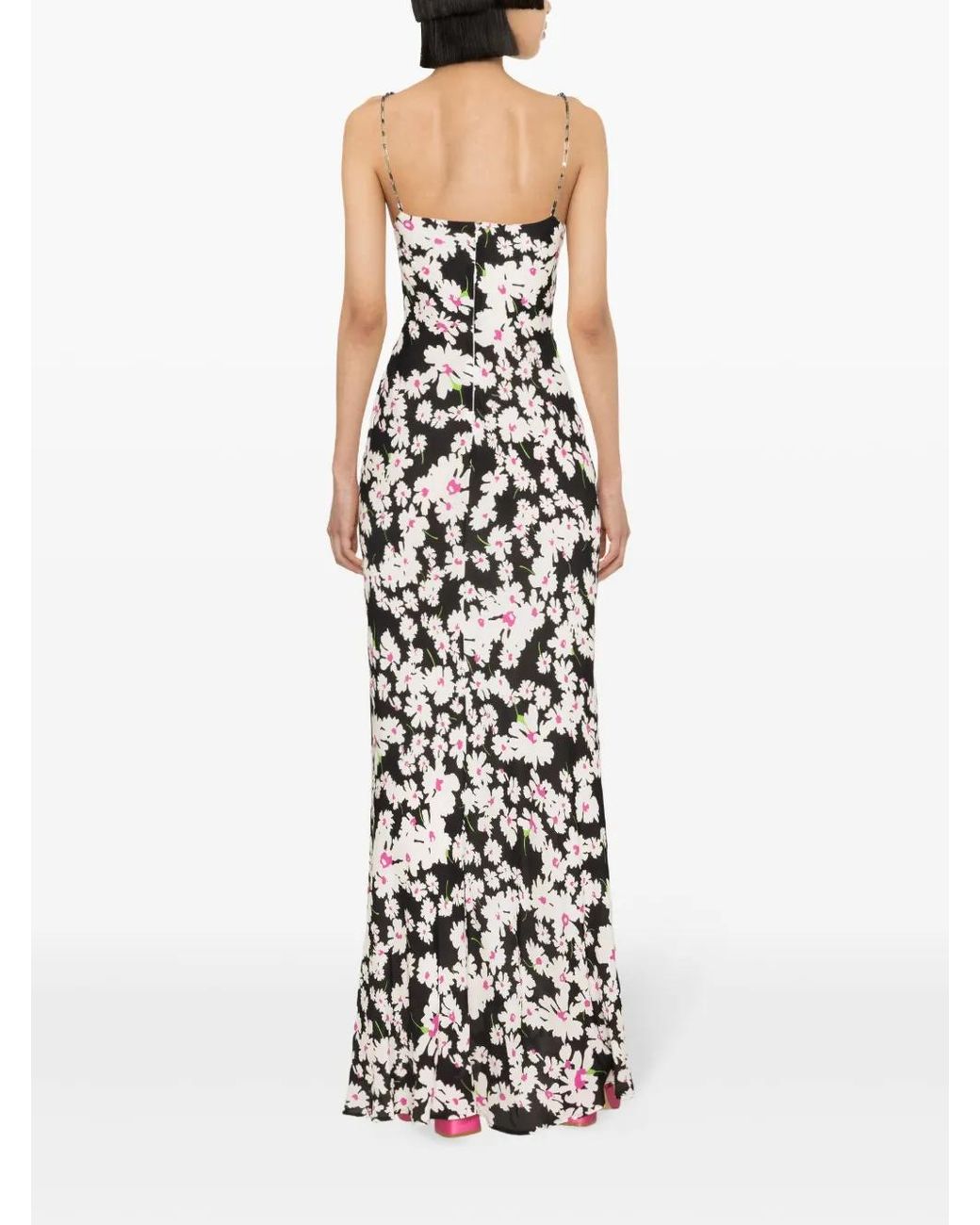 MSGM White Blumiges Maxikleid