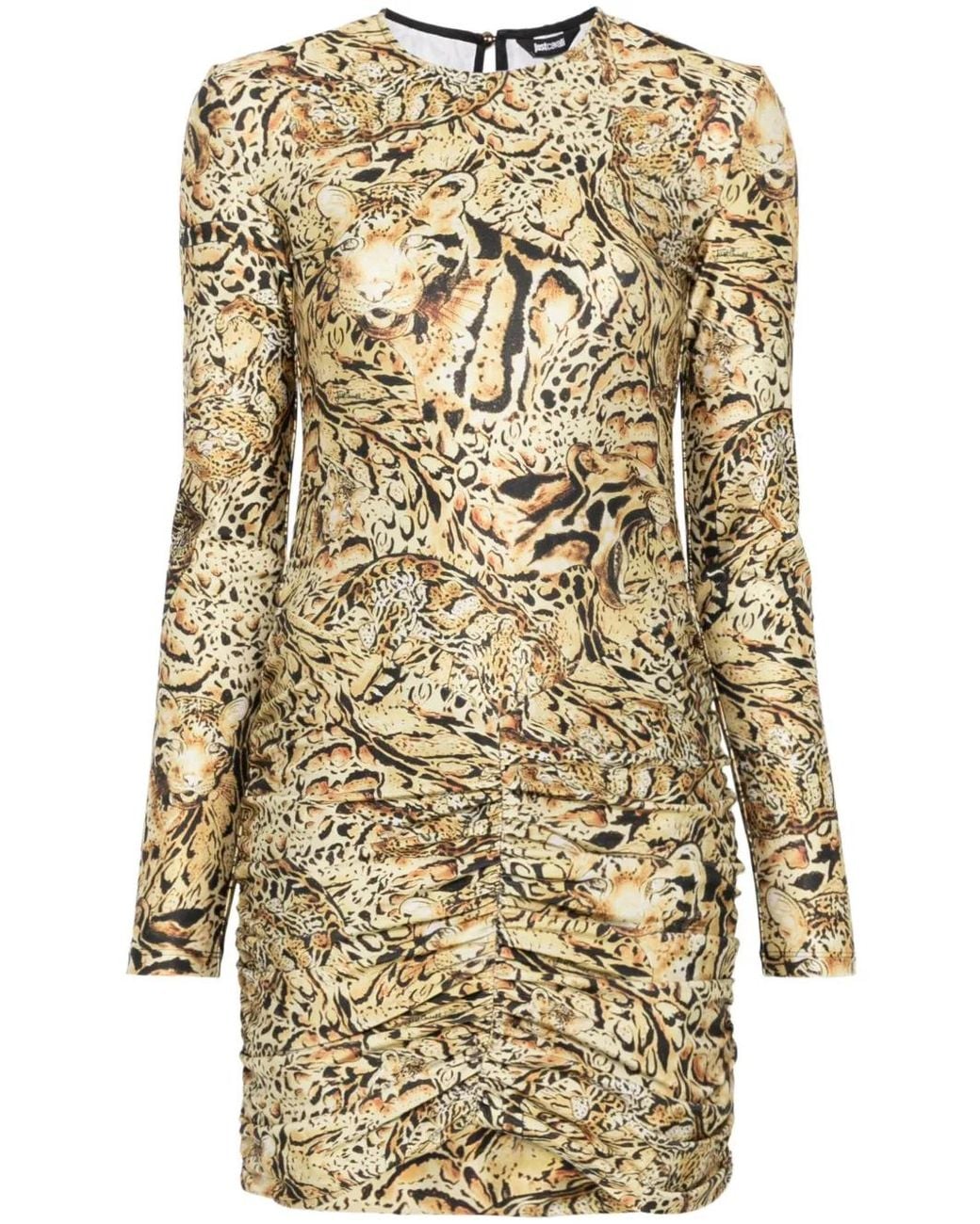 Just Cavalli Natural Tiger-Print Jersey Mini Dress