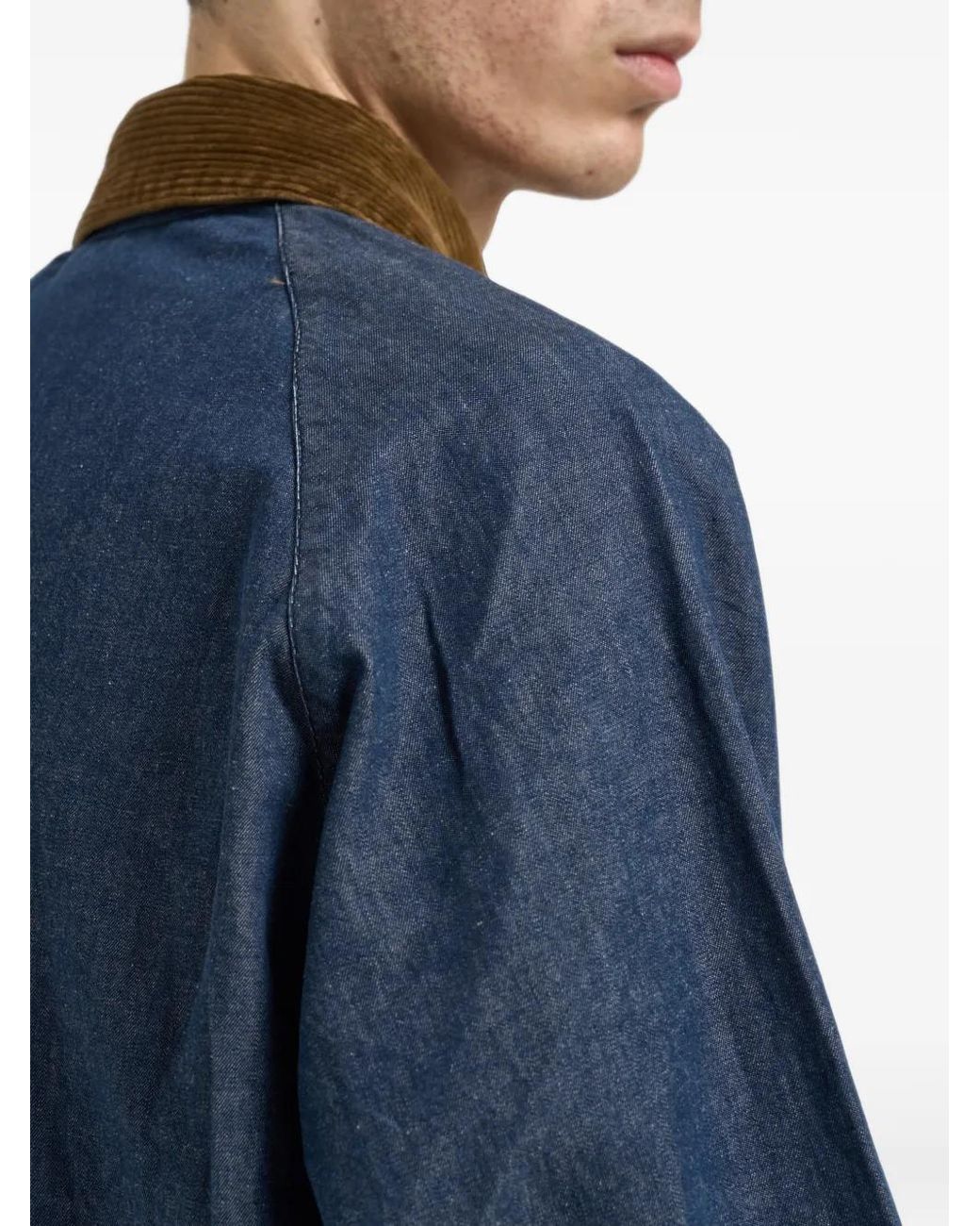 Barbour Blue Corduroy-Collar Denim Jacket for men