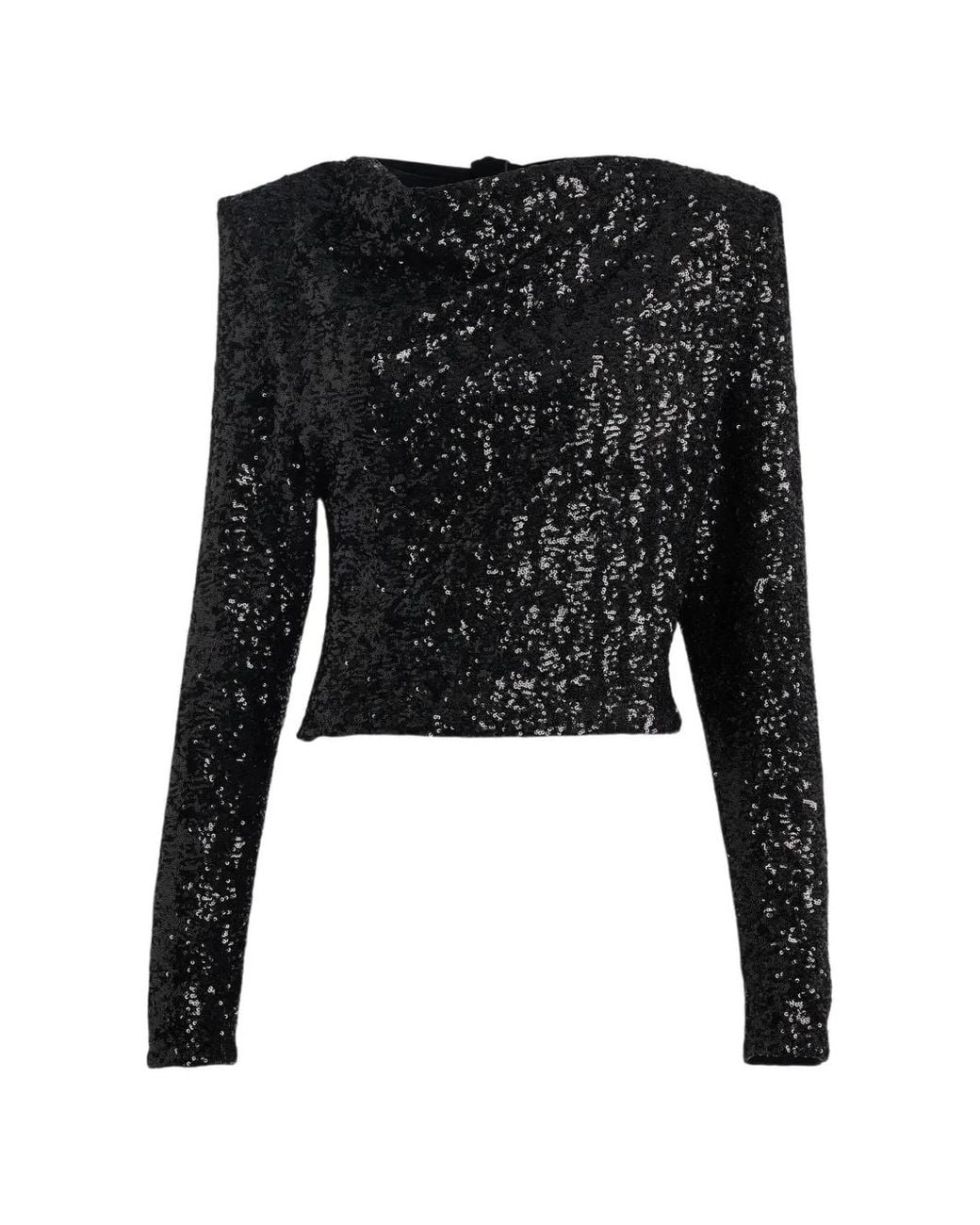 Balmain Black Sequinned Top With Bow