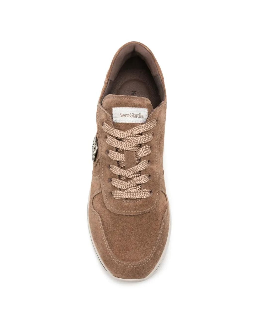 Nero Giardini Brown Logo-Plaque Platform Sneakers