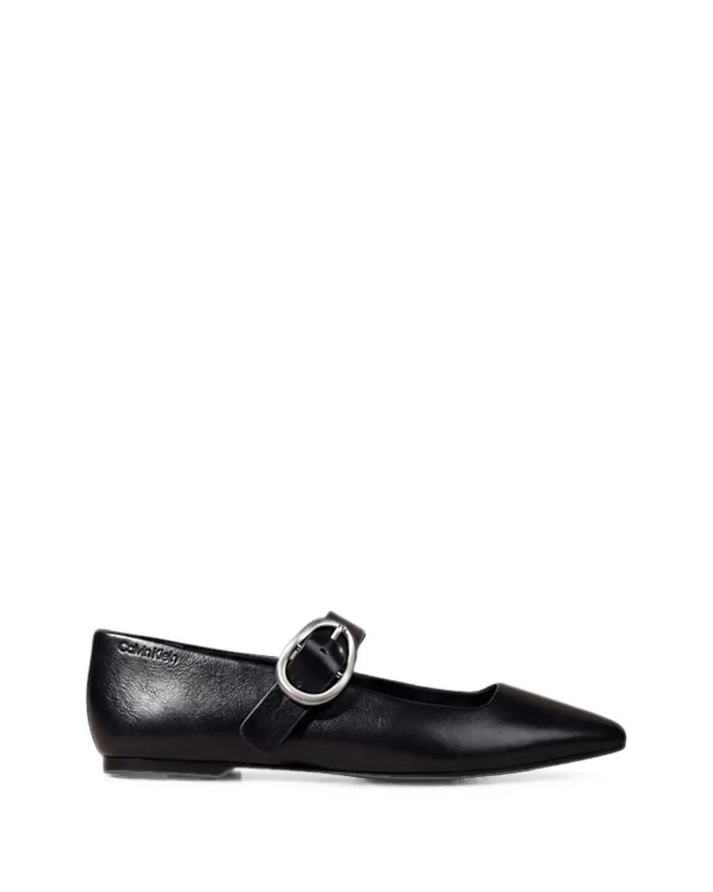 Calvin Klein White Buckle-Fastening Ballet Flats