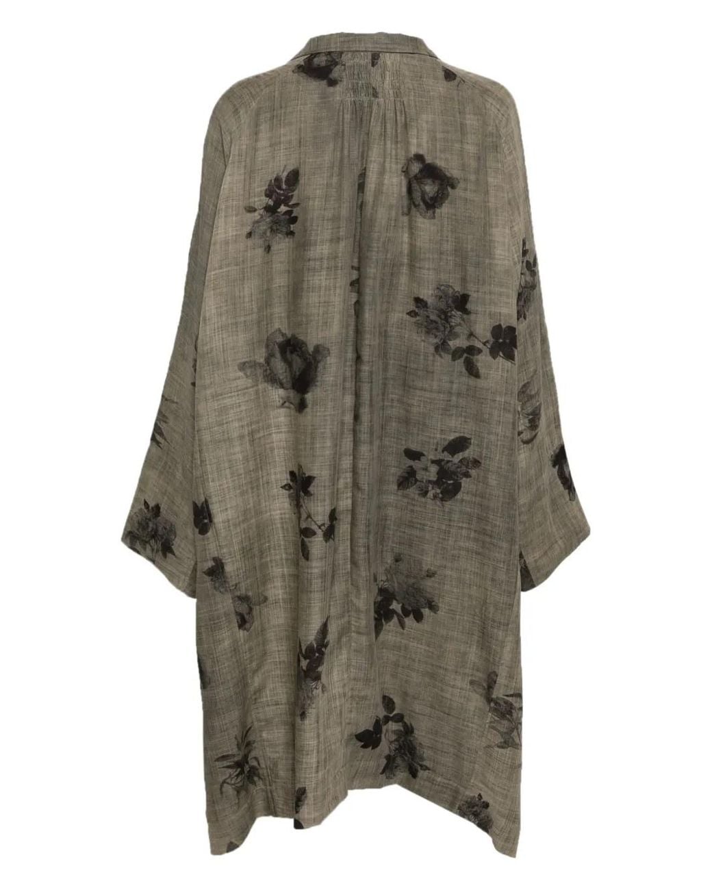 Ziggy Chen Gray Stand-Collar Back-Pleated Coat