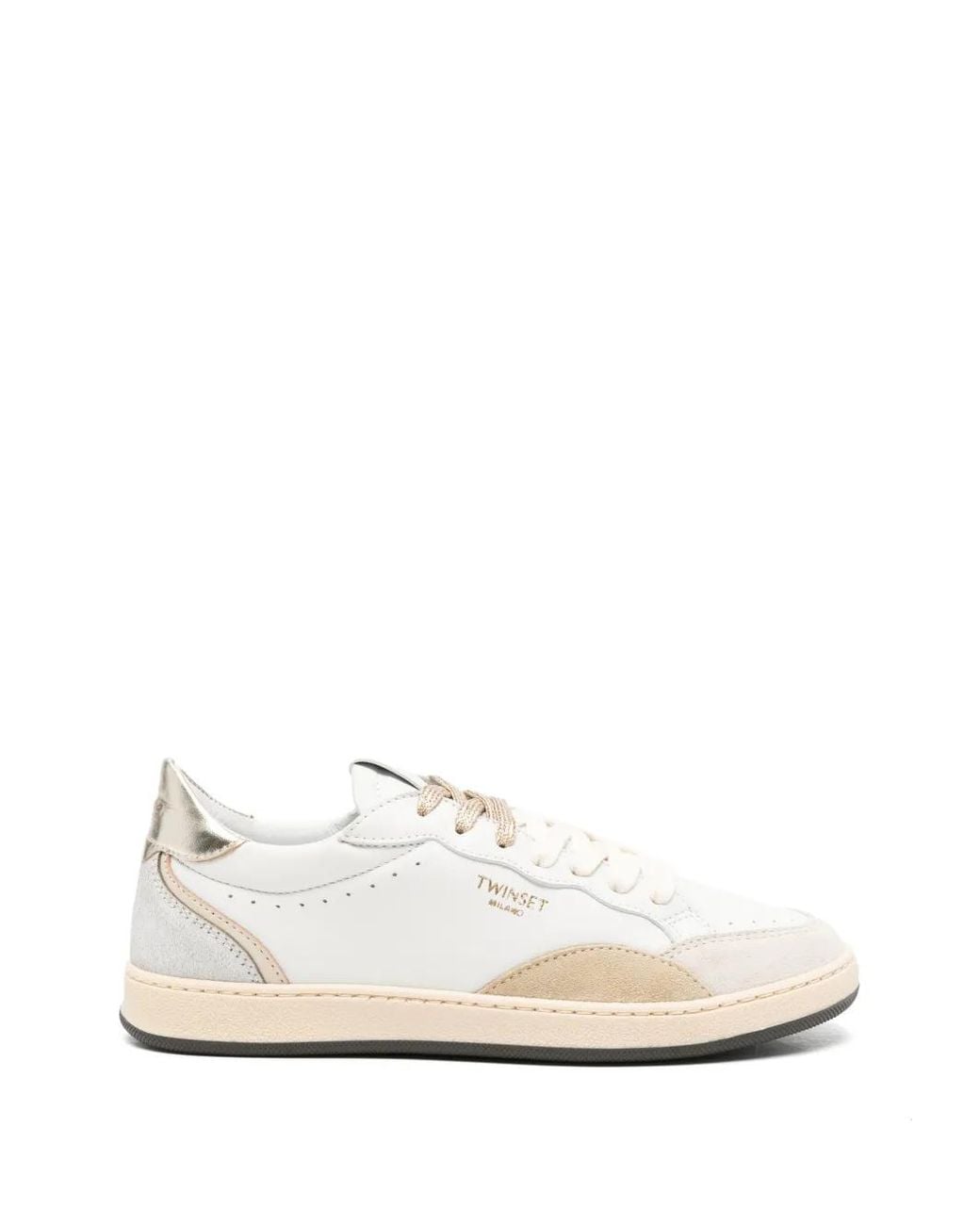 Twinset White Metallic-Effect Panelled Sneakers