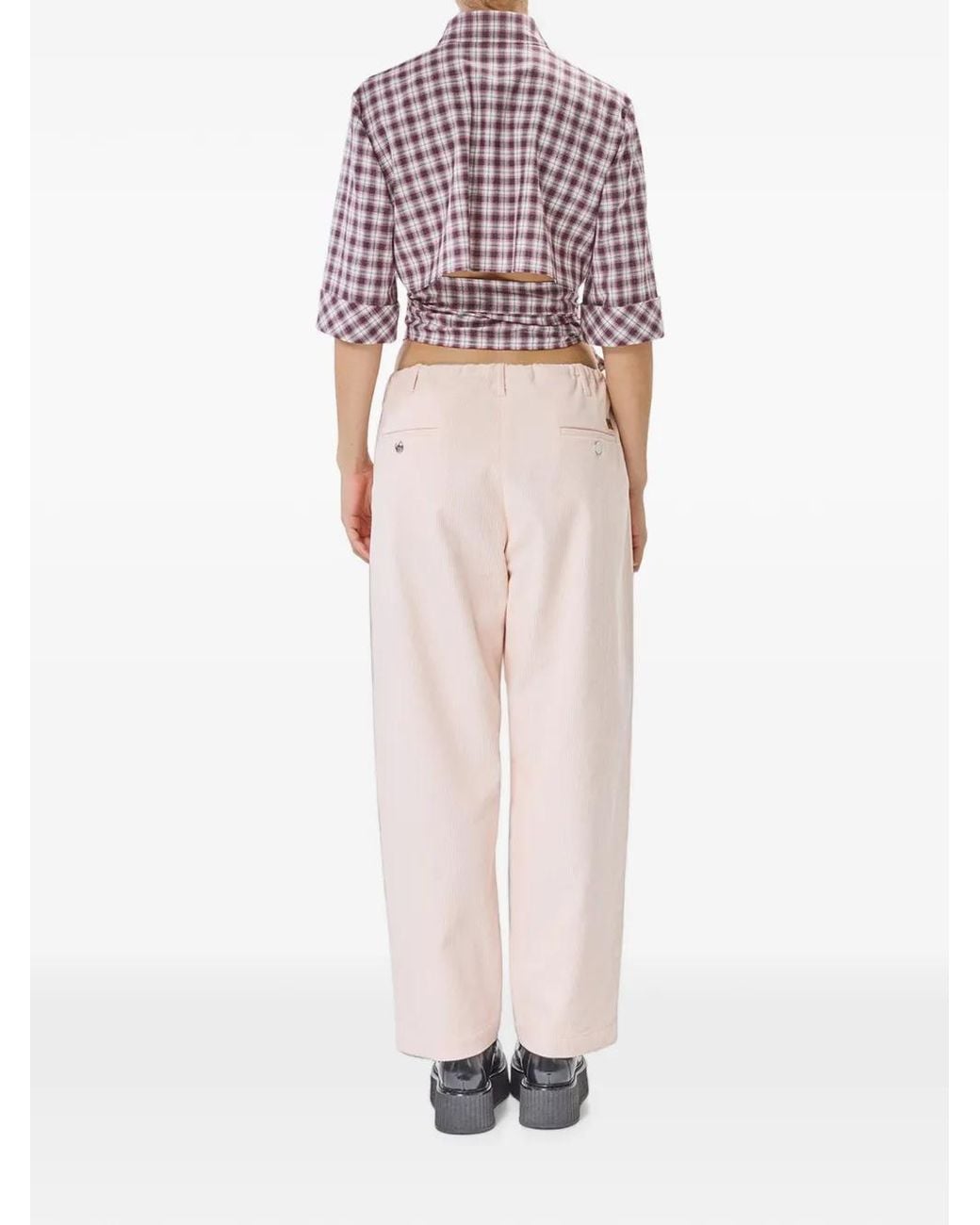 Moschino Red Check-Pattern Wrap-Around Shirt