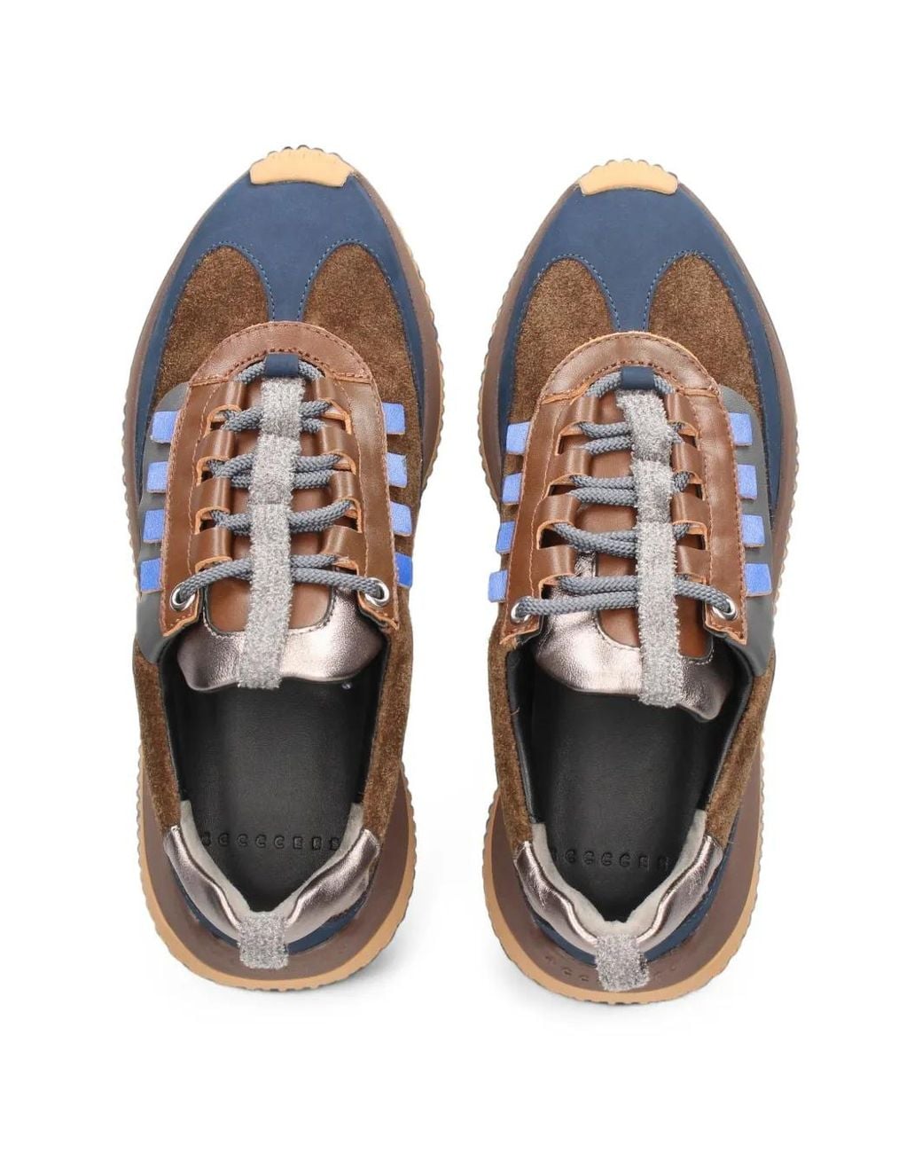 4Ccccees Brown Suede-Panel Sneakers