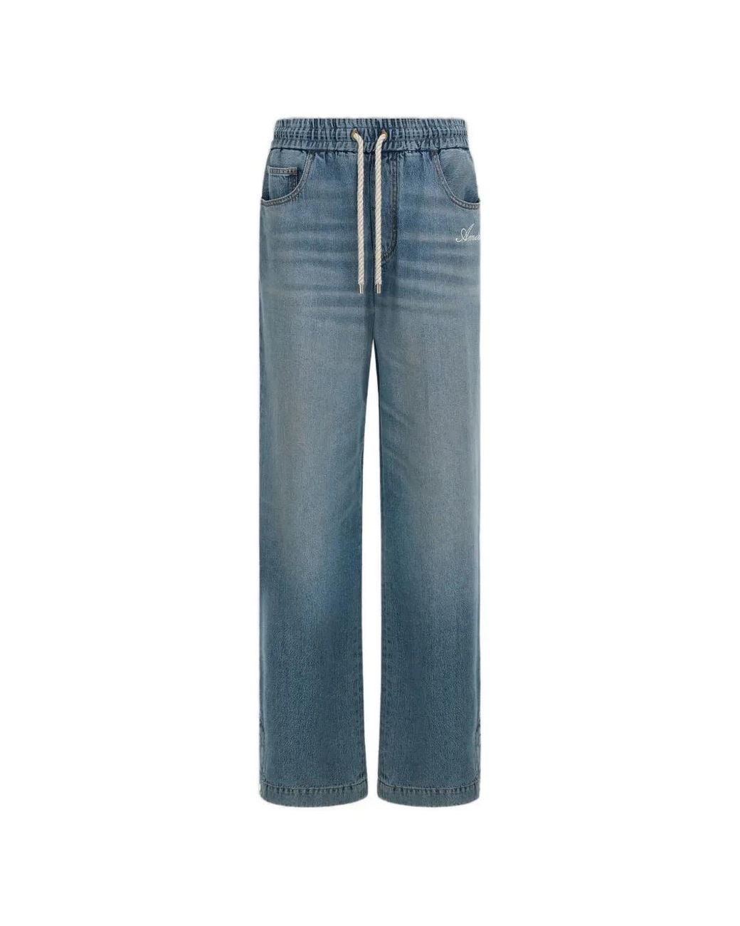 Amiri Blue Drawstring Baggy Jeans for men