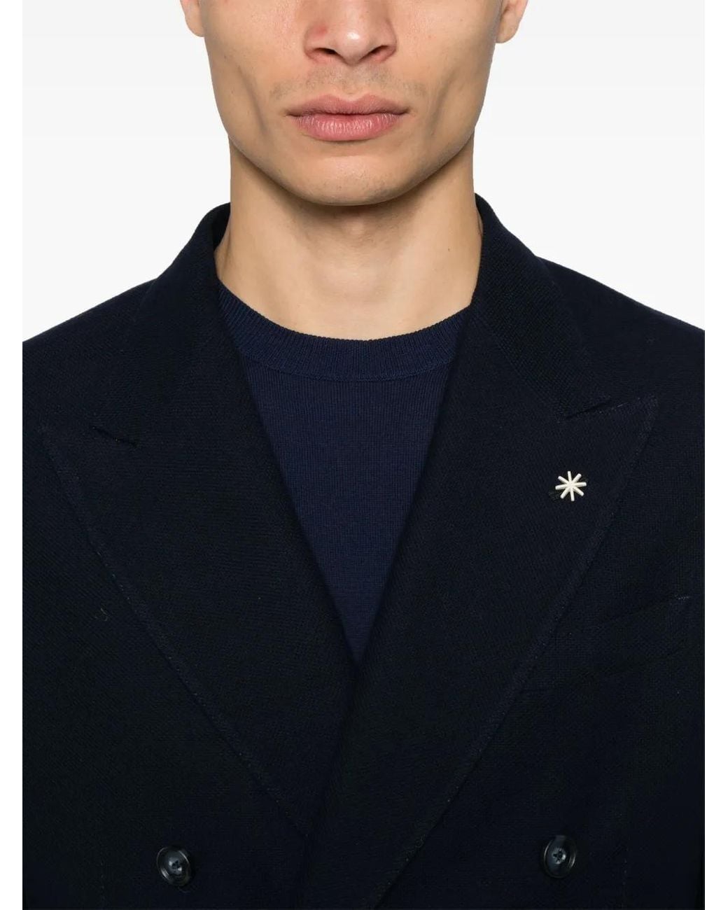 Manuel Ritz Blue Double-Breasted Blazer for men