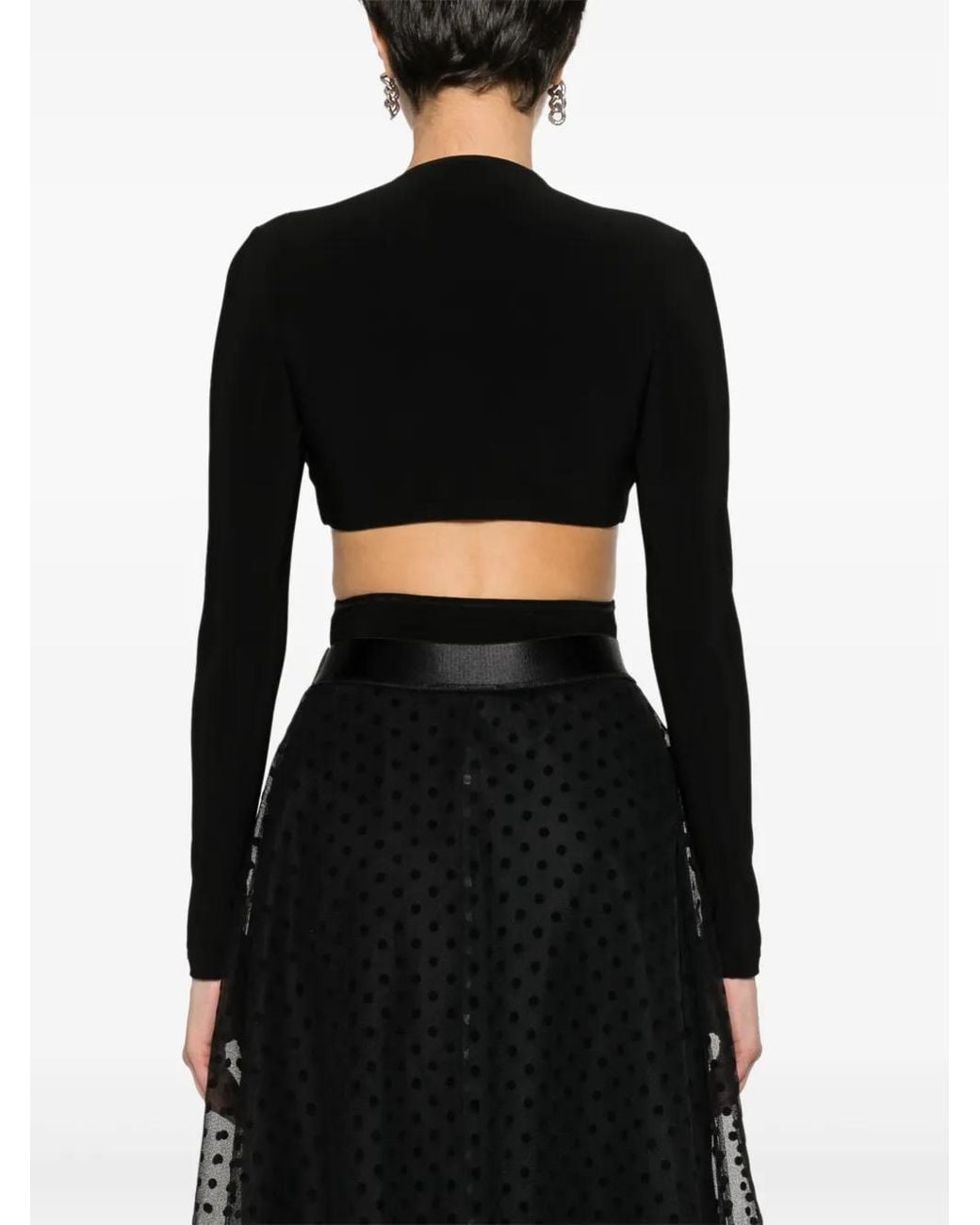 Nissa Black Cut-Out Long-Sleeve Bodysuit