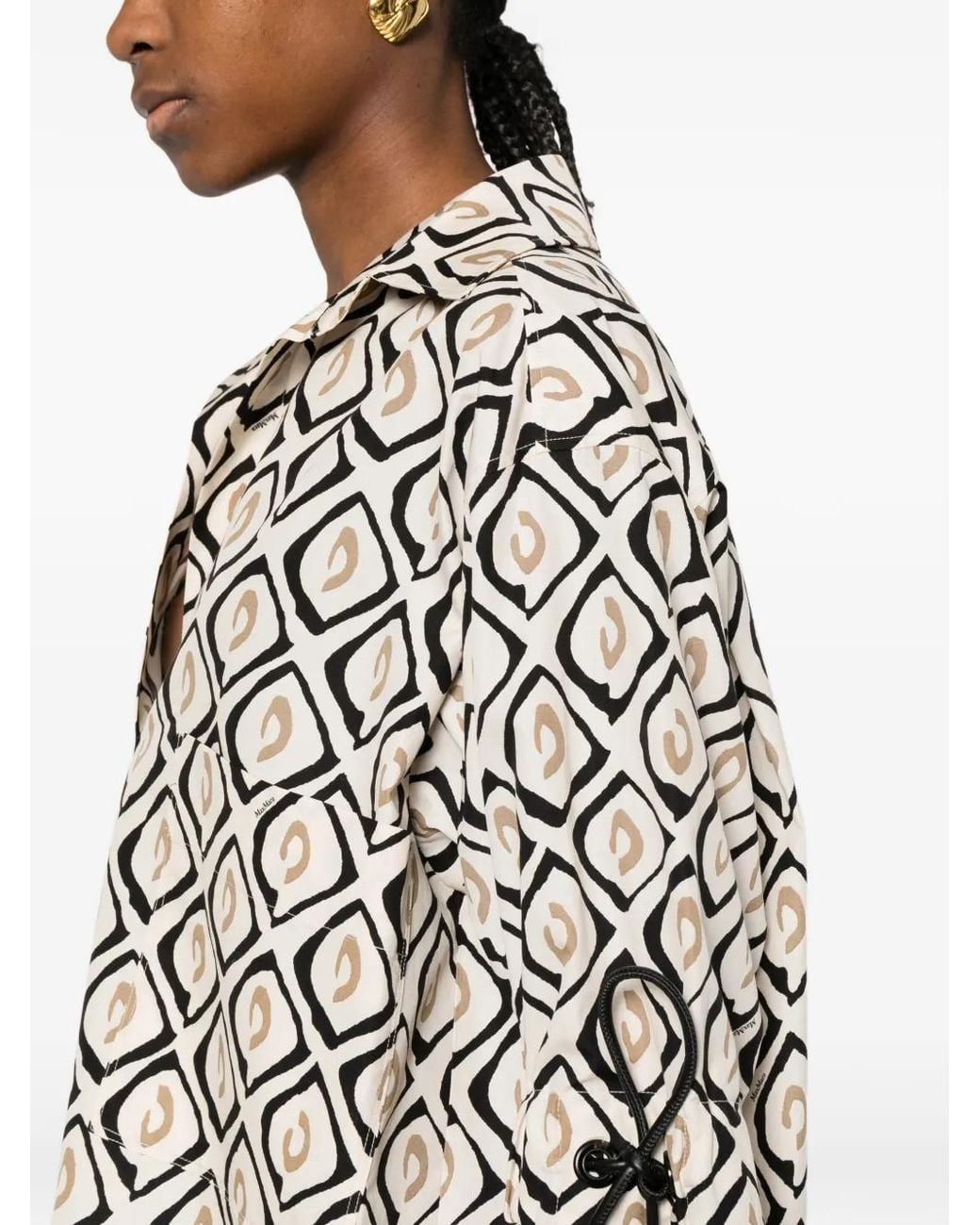 Max Mara White Printed Poplin Oversized Shirt
