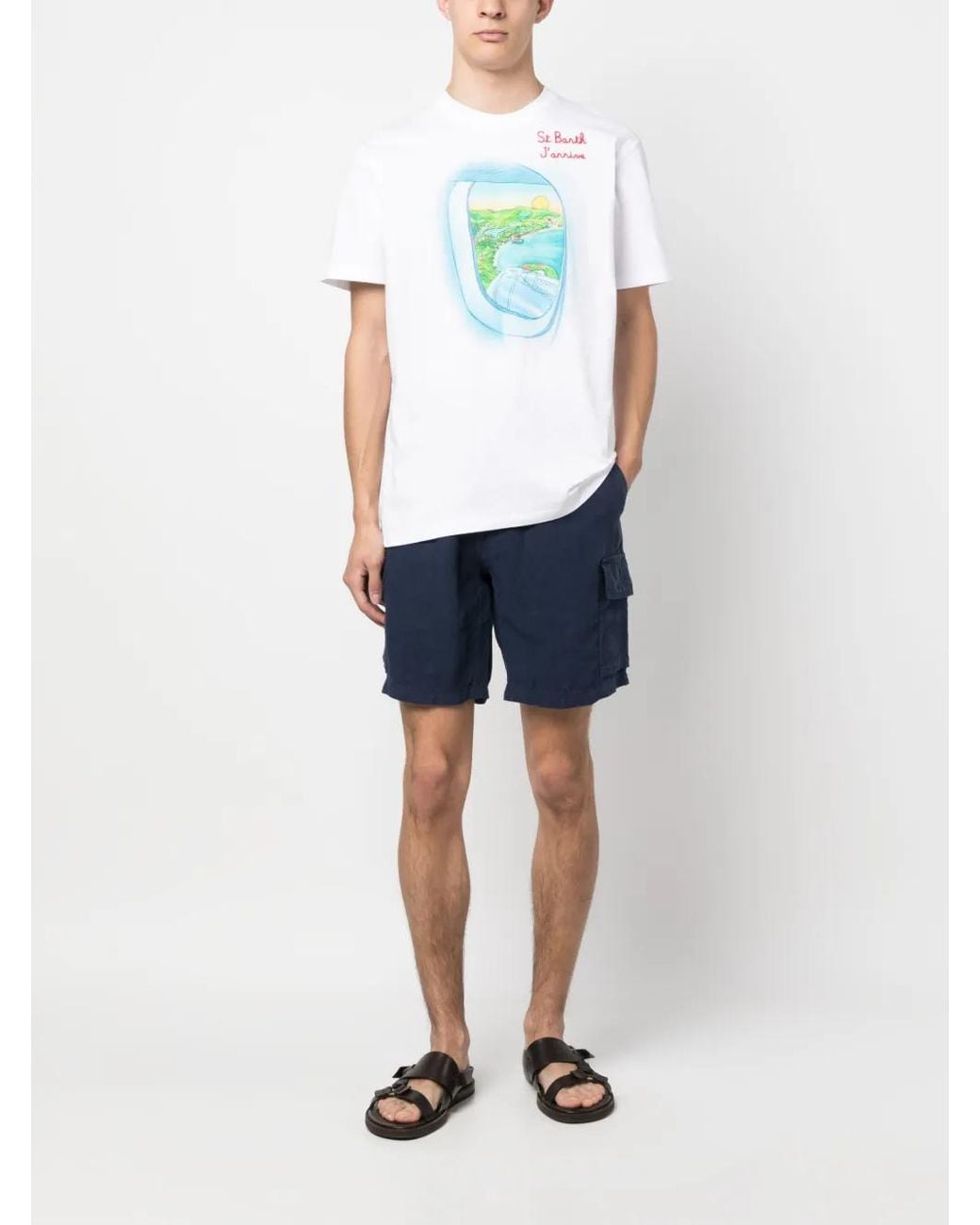 Vilebrequin Blue Linen Cargo Shorts for men