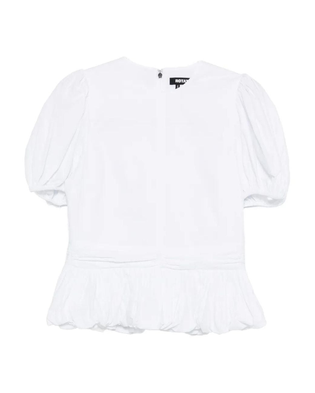 ROTATE BIRGER CHRISTENSEN White Puff-Sleeves Peplum Top