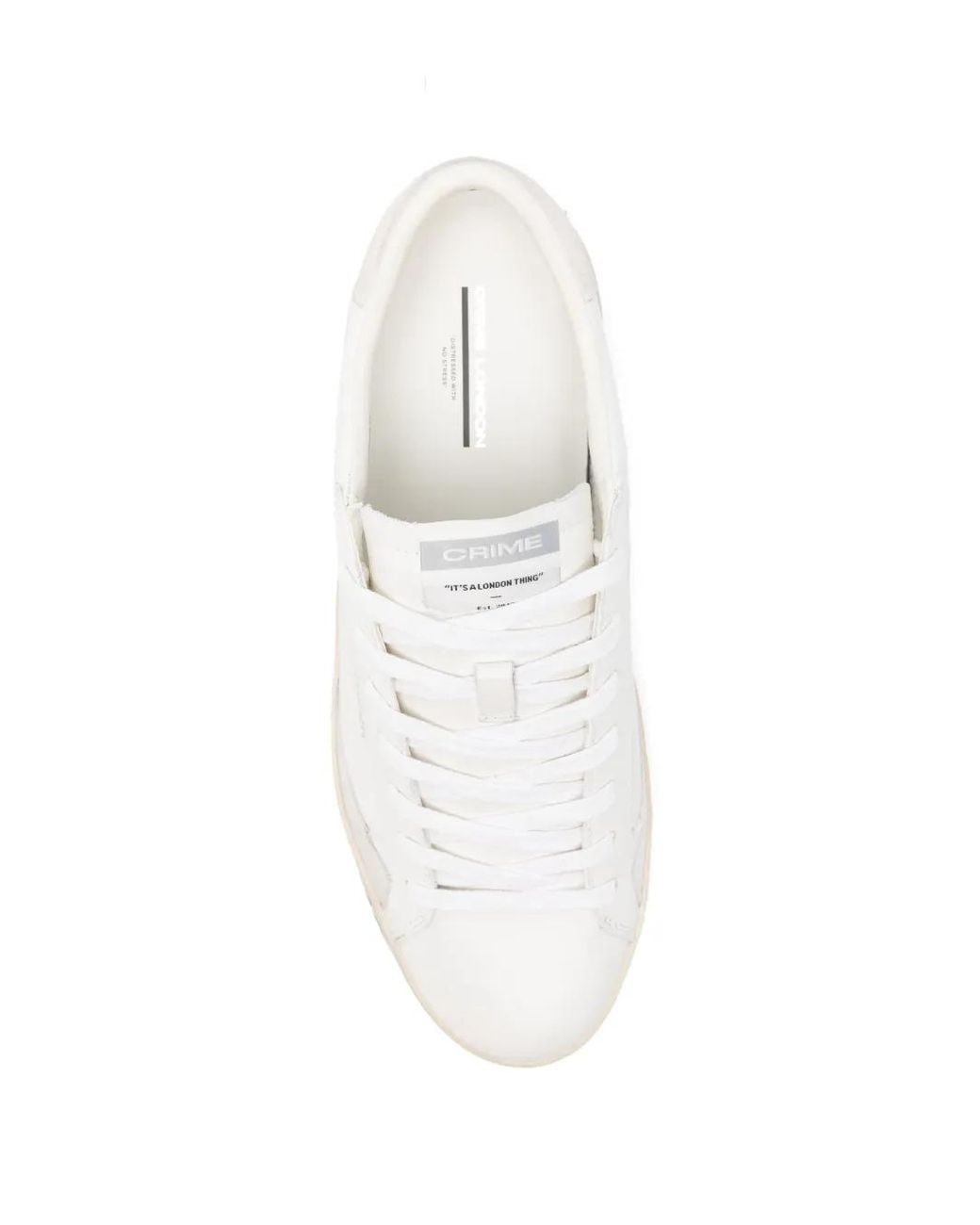 Crime London White Distressed Leather Sneakers for men