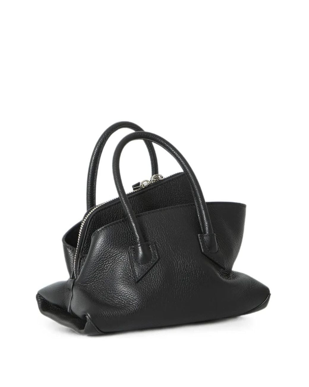 The Attico Black Mini La Passeggiata Grain-Effect Leather Tote Bag