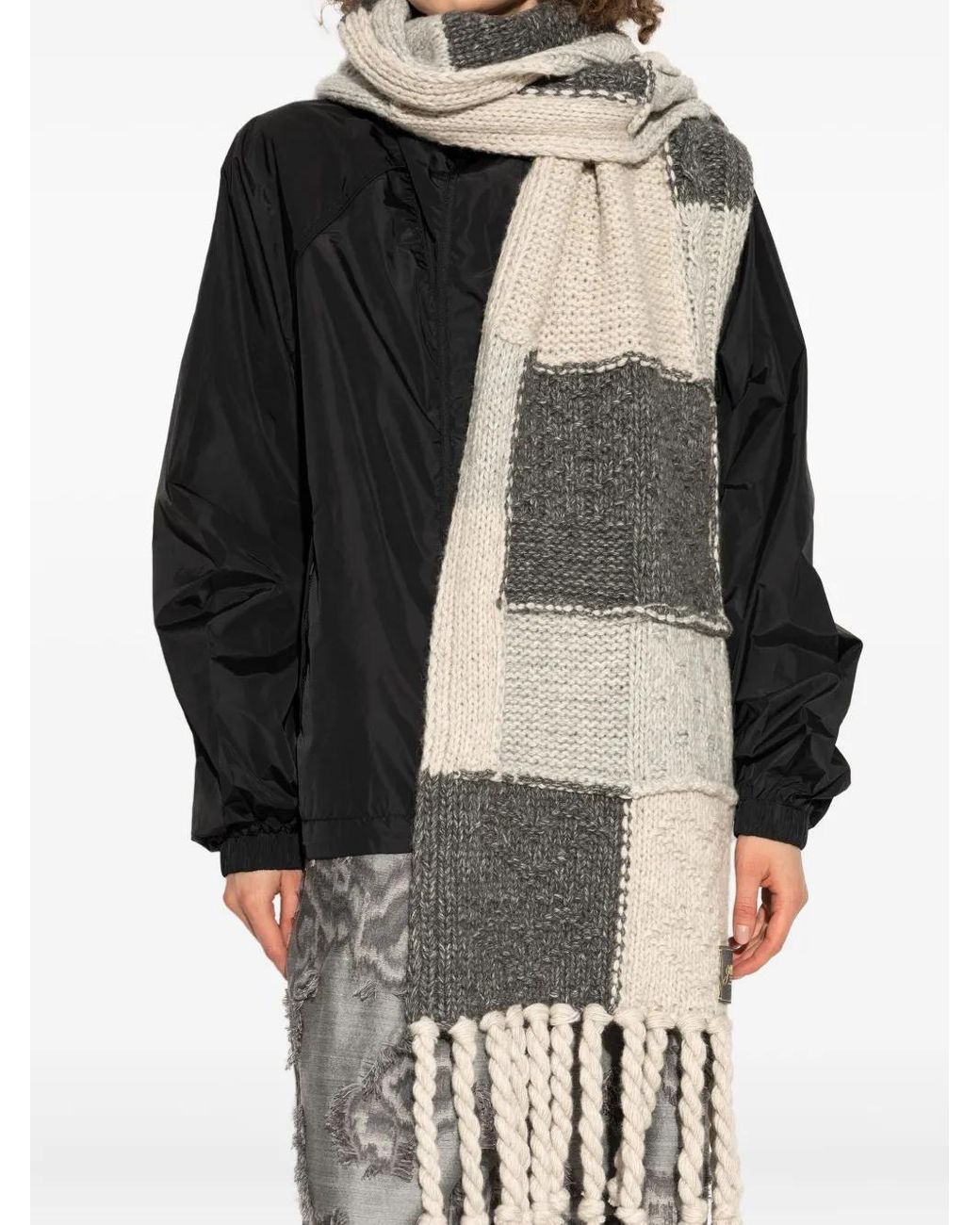 Sciarpa Con Frange di Ganni in Gray
