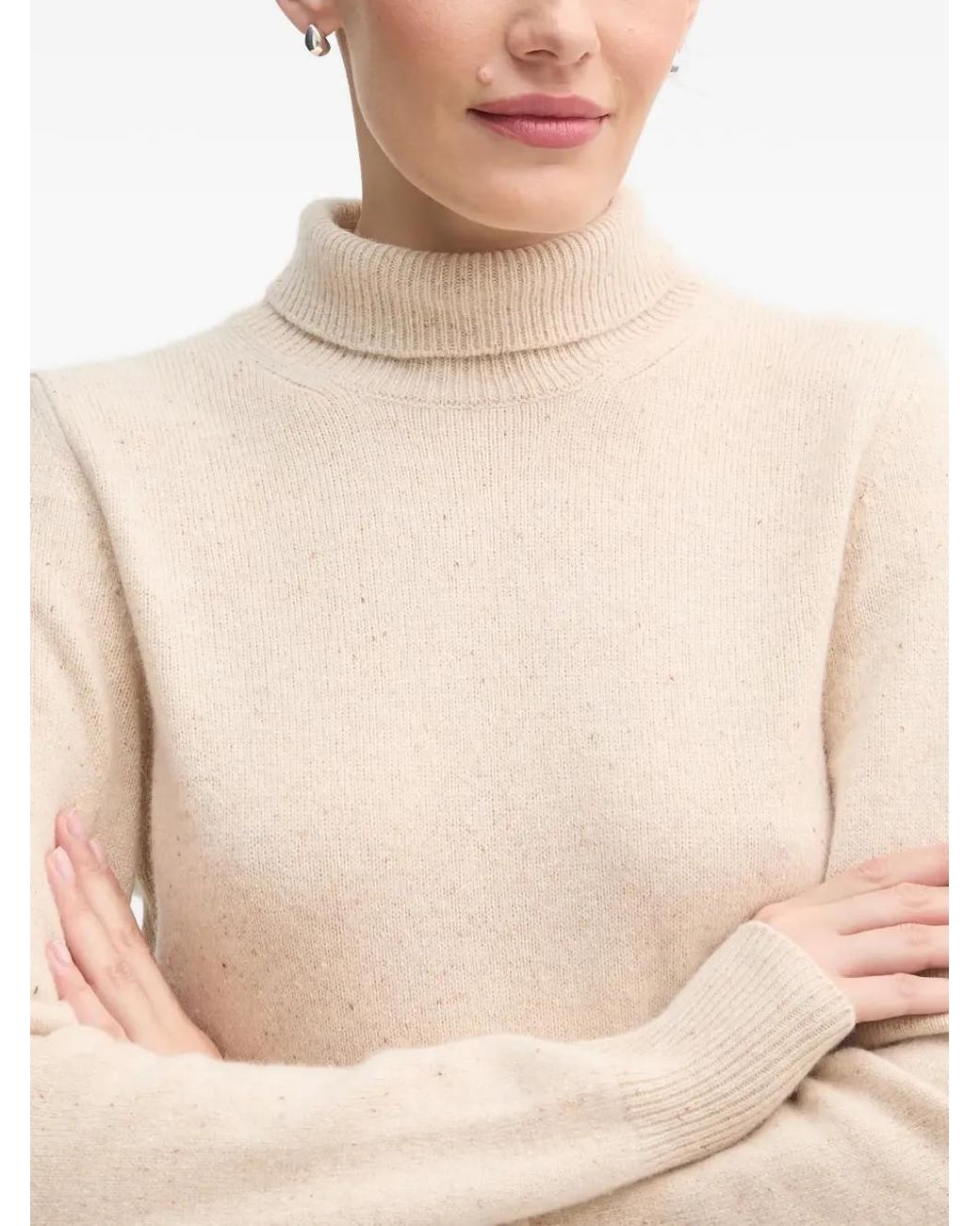 Colmar White Turtleneck Logo-Plaque Sweater