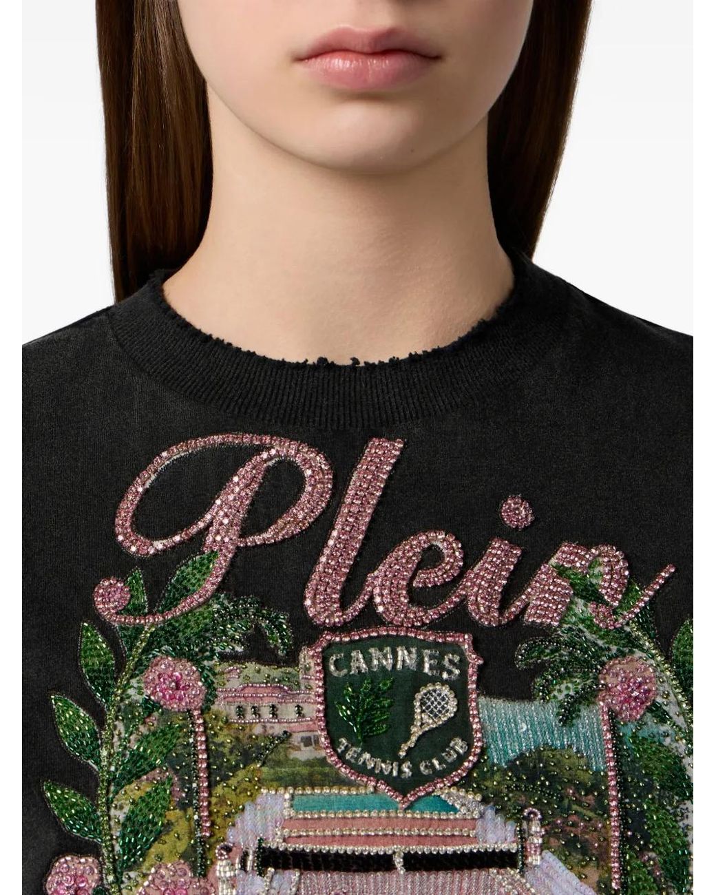 Philipp Plein Green Printed Crop Top