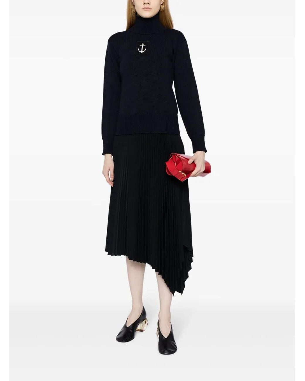 Jil Sander Blue Logo-Patch High-Neck Jumper