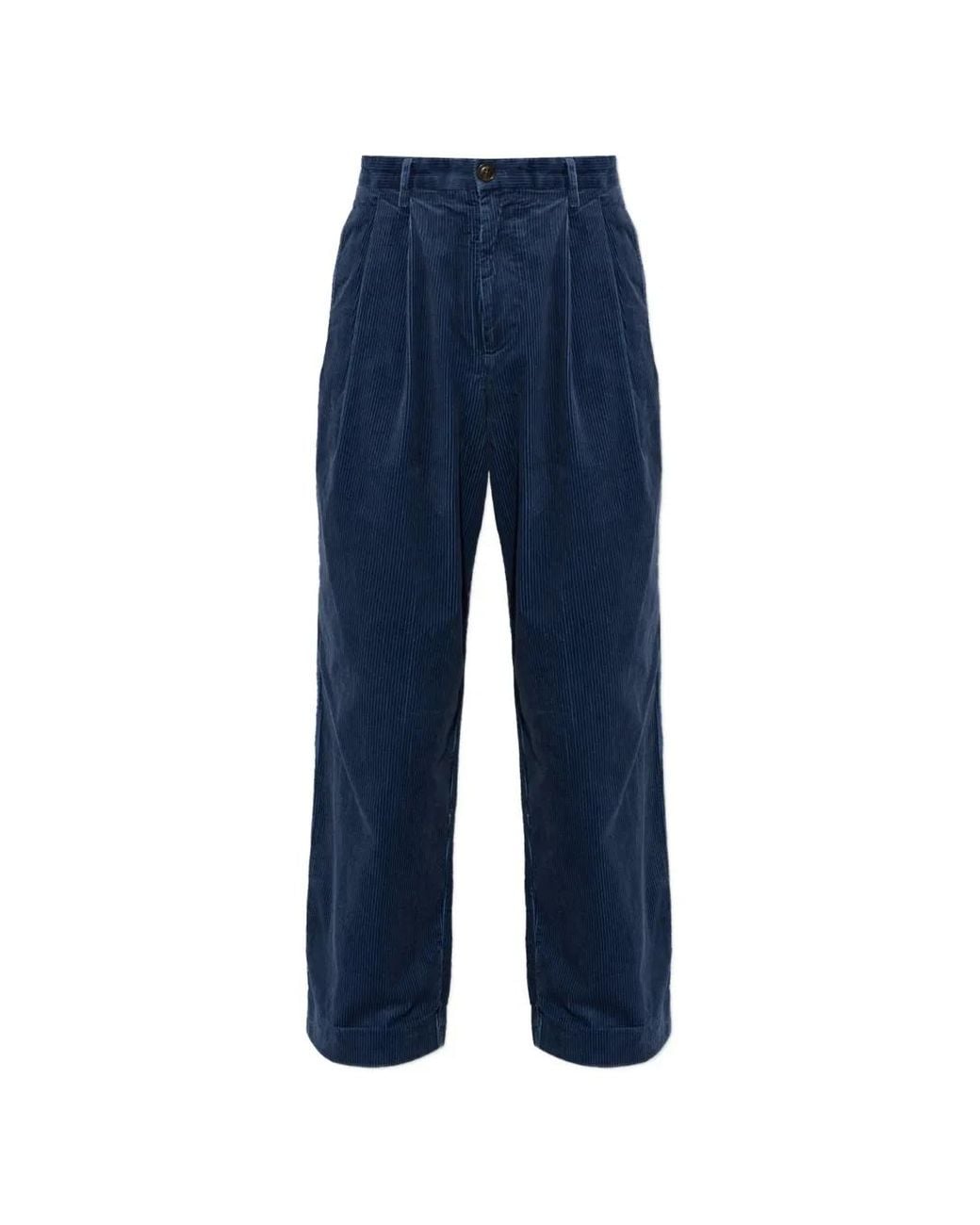 Paul Smith Blue Pleated Corduroy Trousers for men