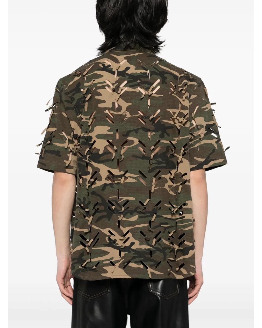 JUNTAE KIM Green Laser-Slashed Shirt for men