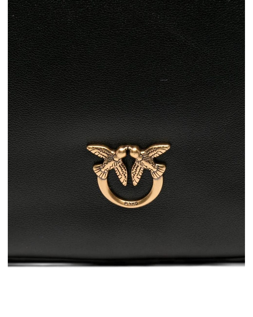 Pinko Black Love Birds Bucket Bag