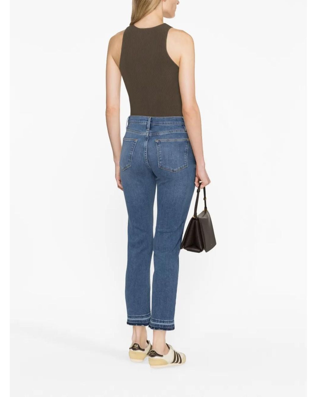 FRAME Blue Le High Straight Released Hem Fray