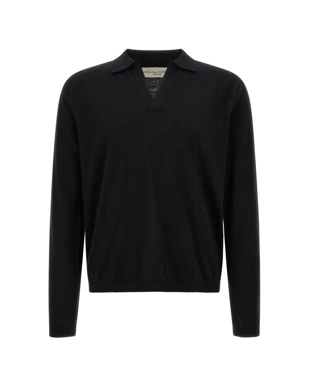 LARMERI STUDIO Black Touch Long-Sleeved Polo Shirt for men