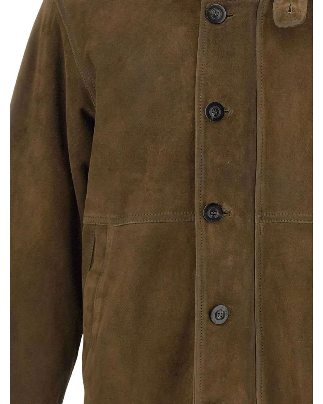 Volfagli Green Brera Buccio Suede Jacket for men
