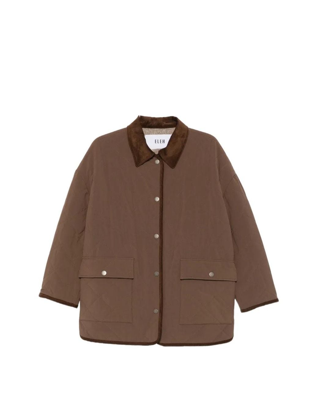 ELEH Brown Quilted Corduroy-Collar Jacket