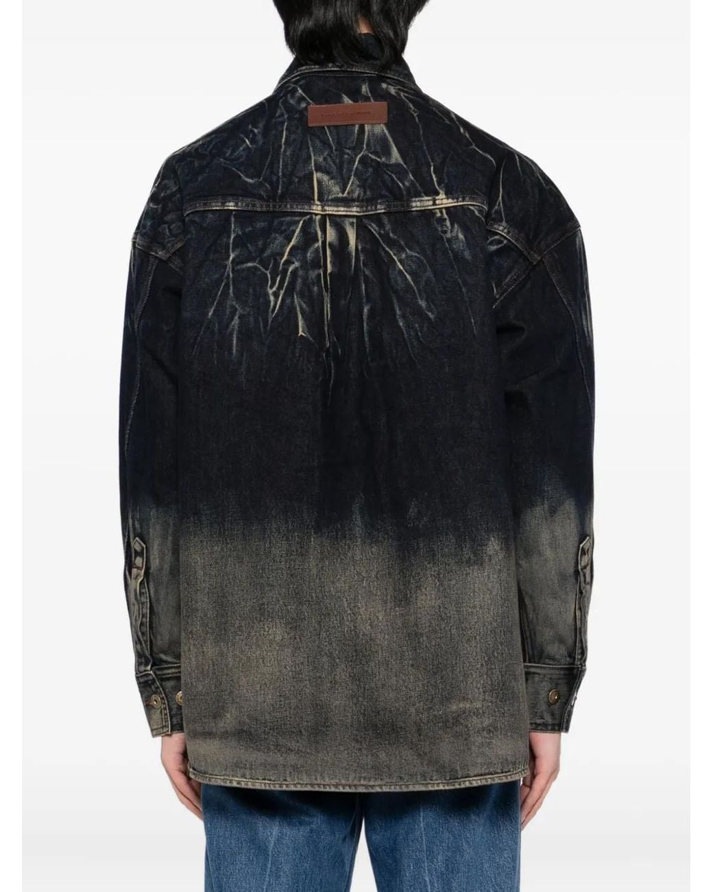 Feng Chen Wang Black Gradient Denim Jacket for men