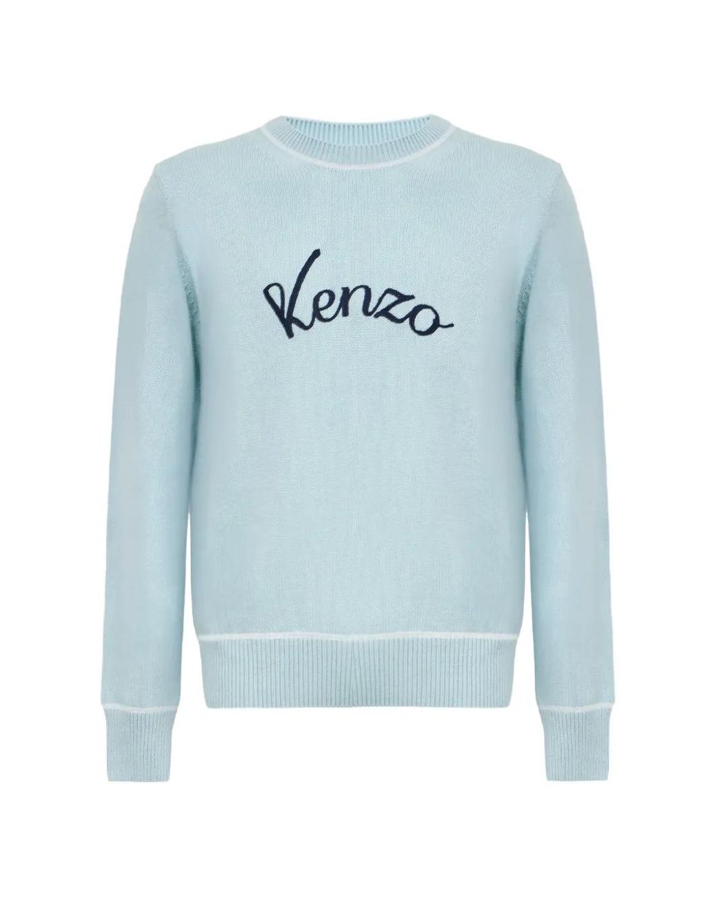 KENZO Blue Logo-Embroidered Sweater for men