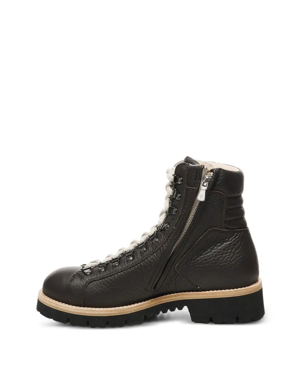 Eleventy Black Leather Lace-Up Boots for men