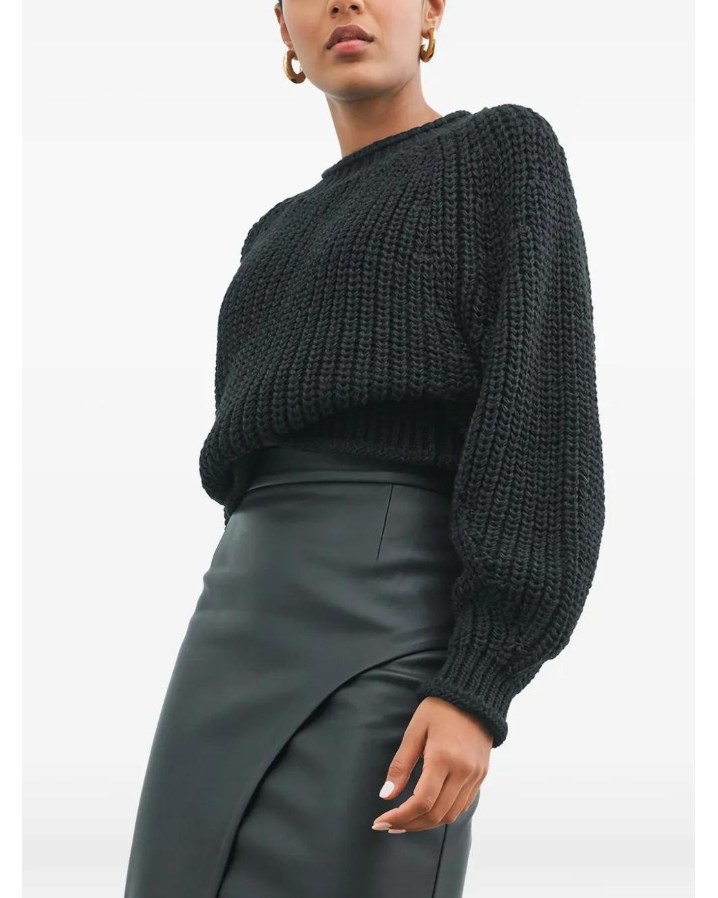 MARCELLA Black Nyssa Slit Midi Skirt