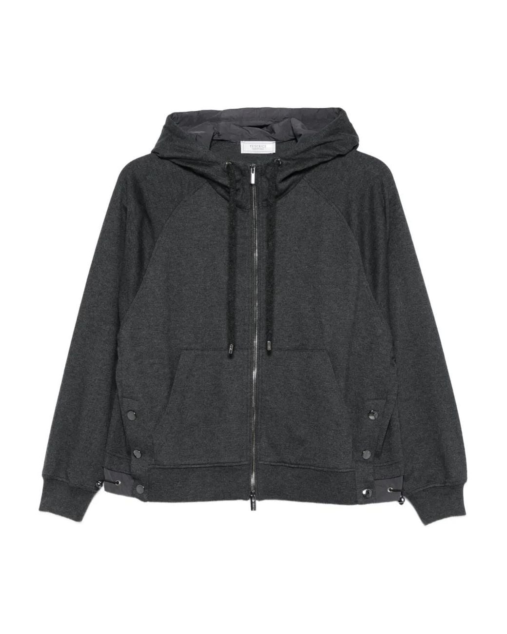Peserico Black Raglan-Sleeves Zip-Up Hoodie