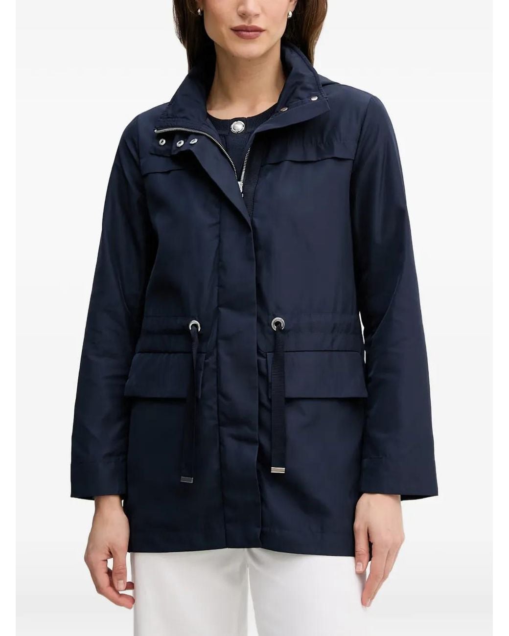 Joseph Ribkoff Blue Hooded Drawstring Jacket