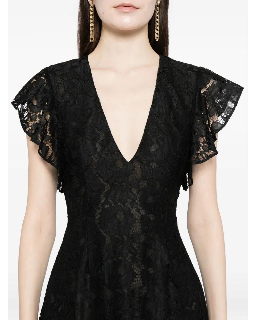 Cynthia Rowley Black Lace Midi Dress