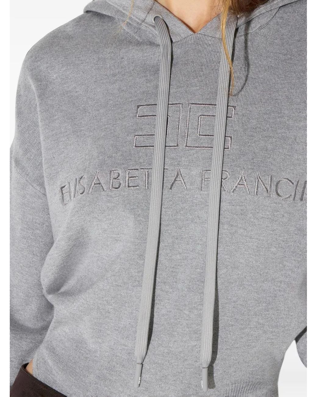 Elisabetta Franchi Gray Hooded Bodysuit