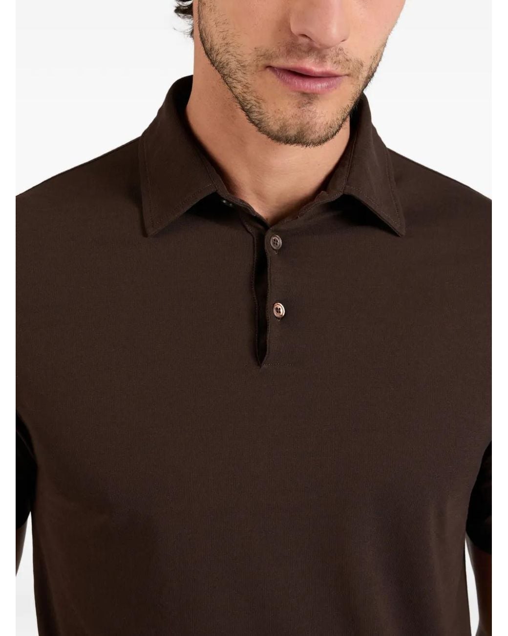 Slowear Brown Ice Short-Sleeve Polo Shirt for men