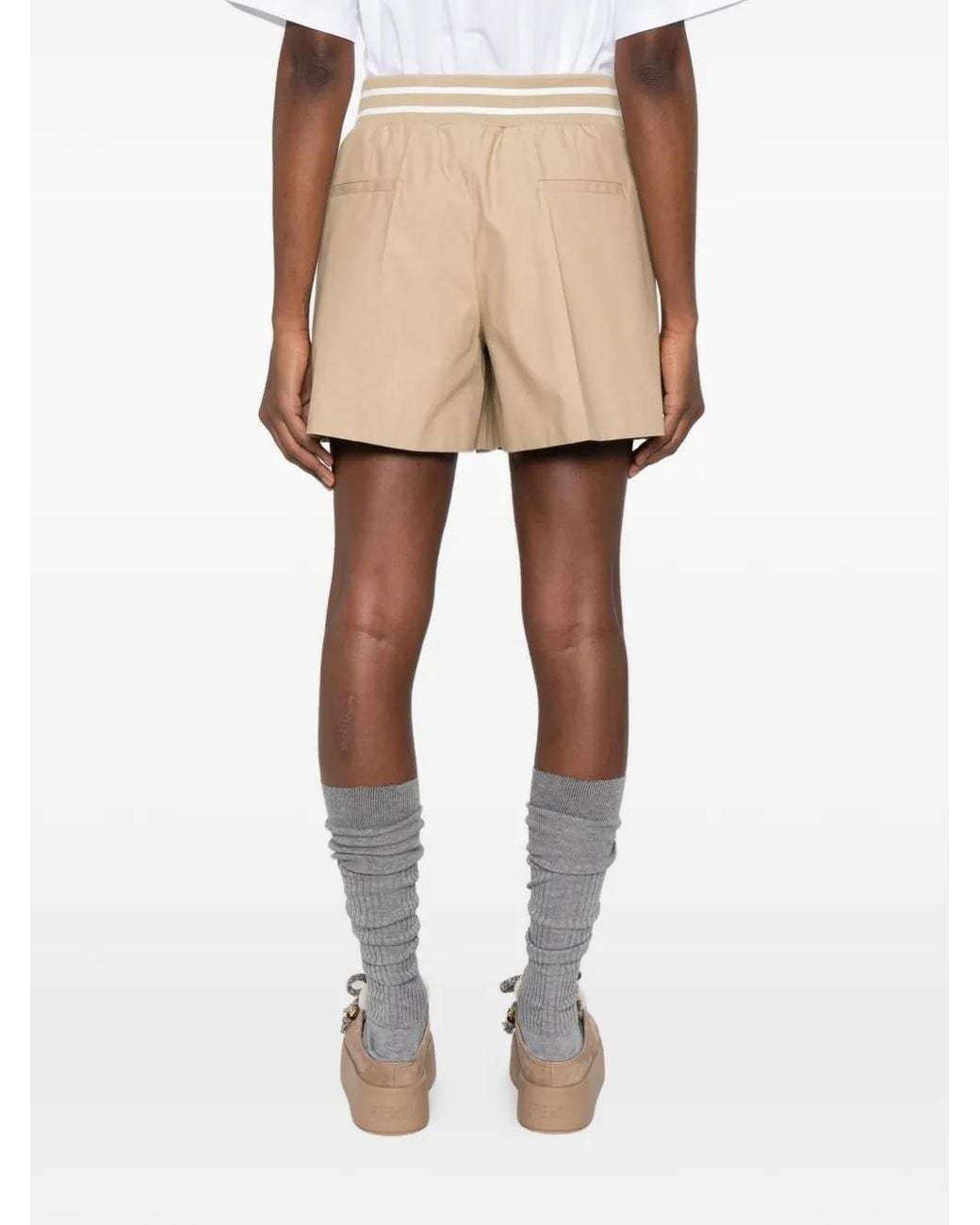 Moschino Natural Moschino Striped-Waistband Shorts