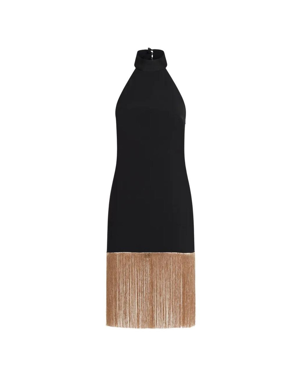 Taller Marmo Black Berlin Halterneck Fringed Mini Dress