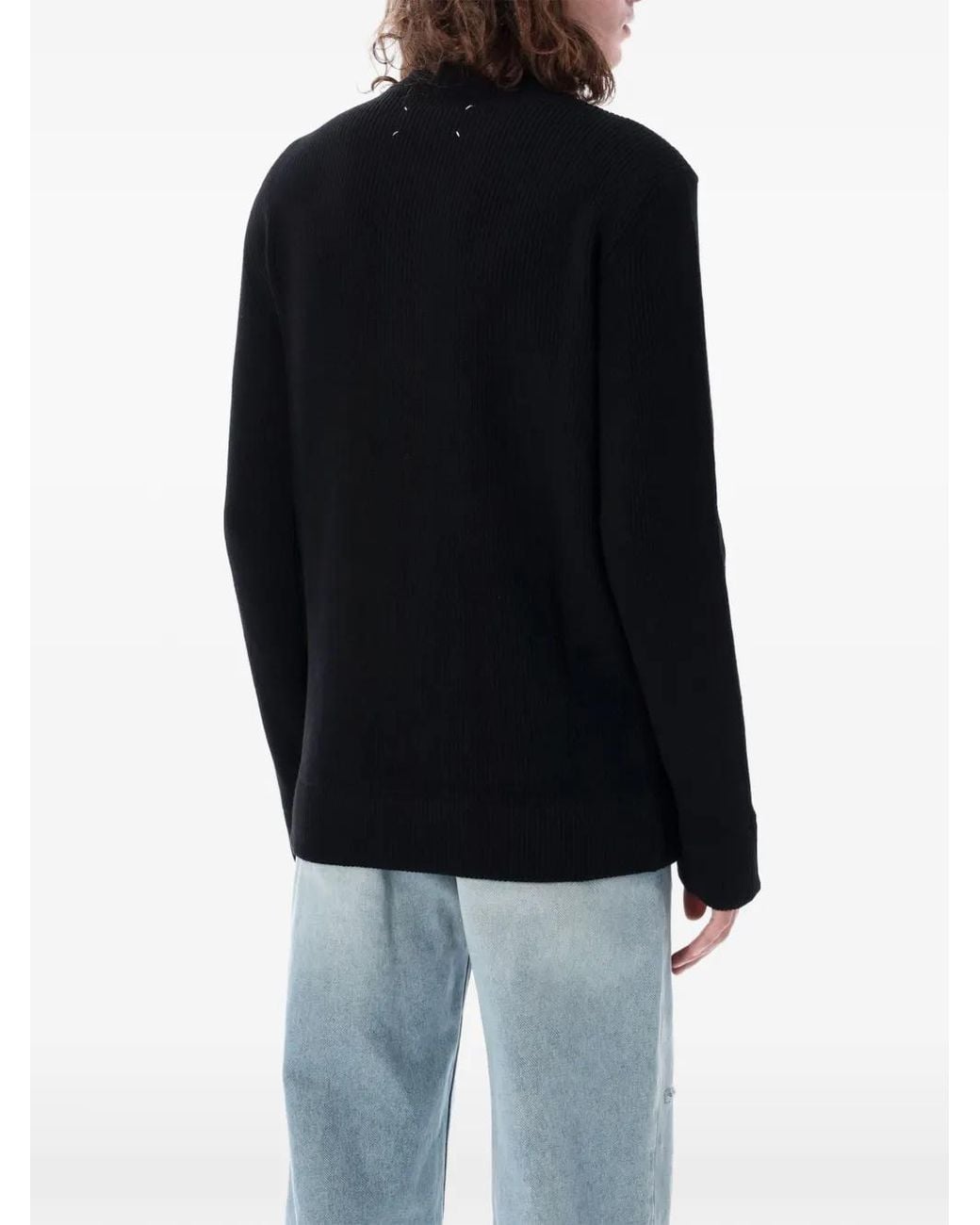 Maison Margiela Black Knit Zip-Up Cardigan for men