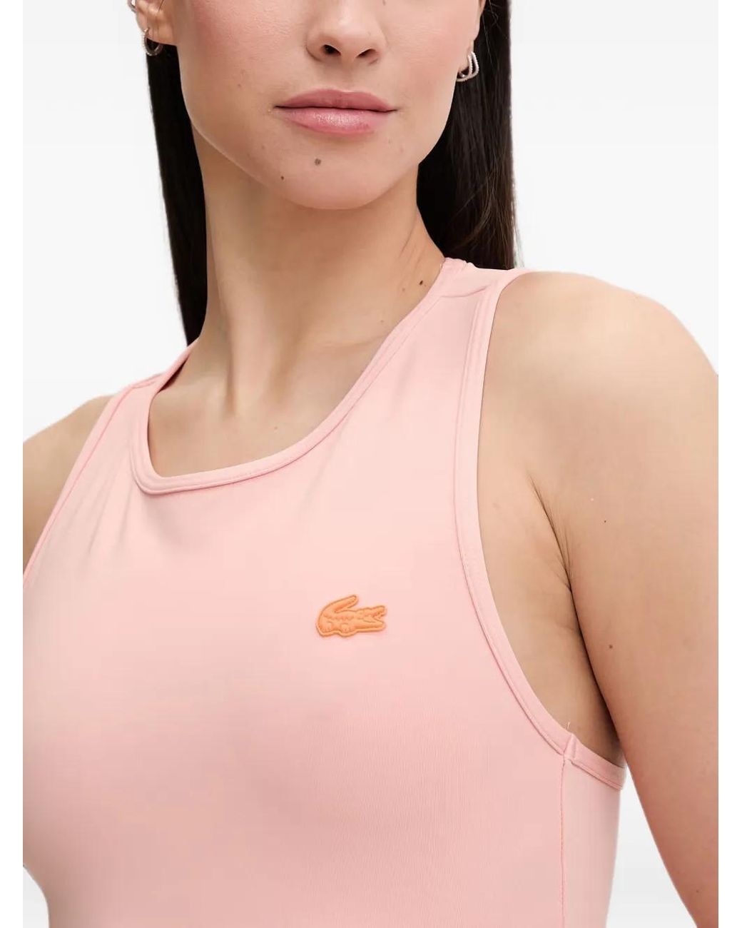 Lacoste Pink Robe Courte À Patch Logo
