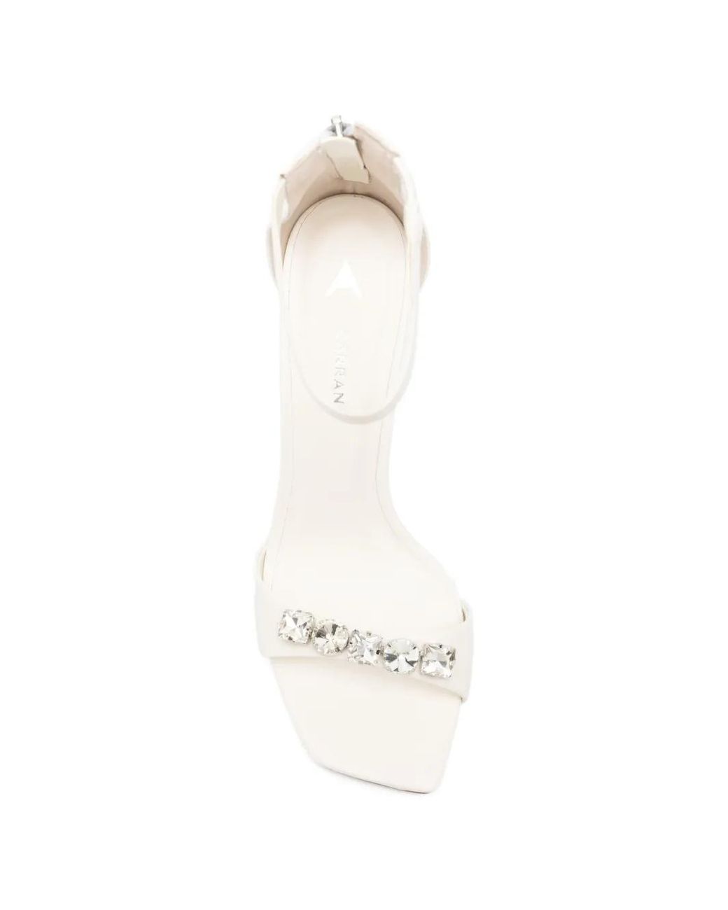 Carrano White Rhinestone Ankle-Strap Sandals
