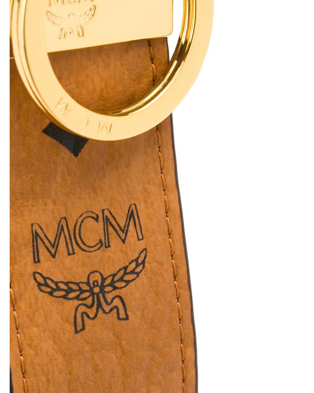 MCM Metallic Monogram-Print Keyring